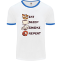 Eat Sleep Smoke Weed Repeat Drugs Cannabis Mens White Ringer T-Shirt White/Royal Blue