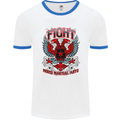 Fight Warriors Mixed Martial Arts MMA Mens White Ringer T-Shirt White/Royal Blue