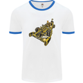 Steampunk Racing Car Mens White Ringer T-Shirt White/Royal Blue