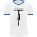 Lifer Behind Bars Funny Cycling Cyclist Mens White Ringer T-Shirt White/Royal Blue