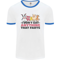 Anything That Farts Funny Vegan Vegetarian Mens Ringer T-Shirt White/Royal Blue