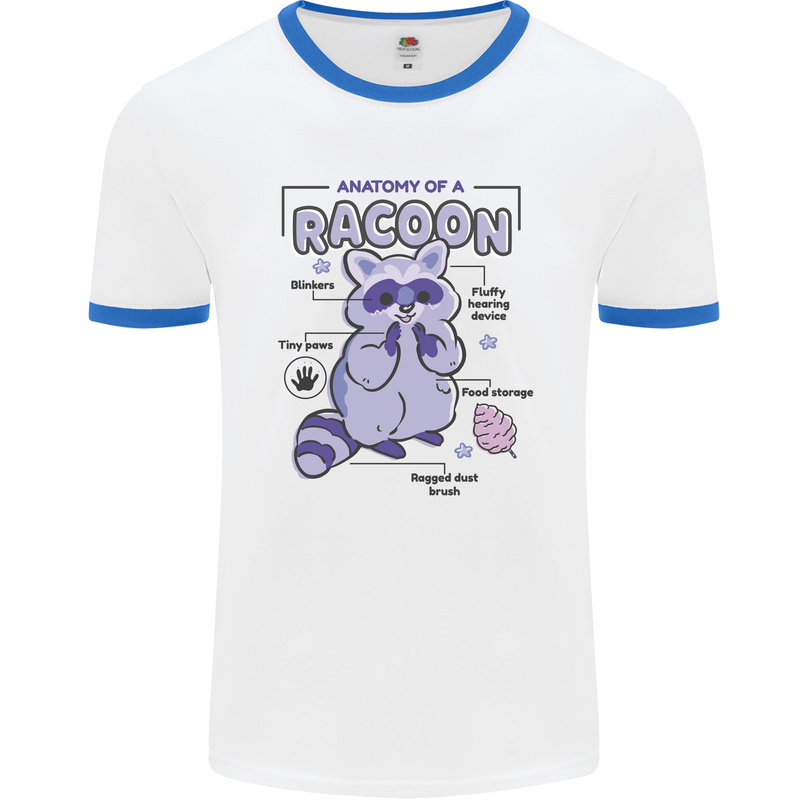 Anatomy of a Racoon Funny Mens White Ringer T-Shirt White/Royal Blue