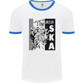 Can't Stop 2-Tone British SKA 2Tone Mens White Ringer T-Shirt White/Royal Blue