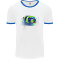 A Ferret Watercolour Mens White Ringer T-Shirt White/Royal Blue