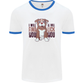 Pitbull I Will Find and Lick You Funny Mens White Ringer T-Shirt White/Royal Blue