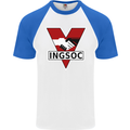 INGSOC George Orwell English Socialism 1994 Mens S/S Baseball T-Shirt White/Royal Blue