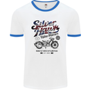Silver Hawk Vintage Motorcycle Union Jack Mens White Ringer T-Shirt White/Royal Blue