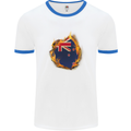 The Flag of New Zealand Fire Effect Kiwi Mens White Ringer T-Shirt White/Royal Blue