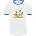 Trippy Nature Book Magic Mushrooms LSD Mens Ringer T-Shirt White/Royal Blue