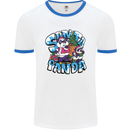 Funny Christmas Santa Panda Mens White Ringer T-Shirt White/Royal Blue