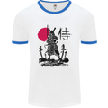 Samurai Battle MMA Kenjutsu Kendo Iaido Mens White Ringer T-Shirt White/Royal Blue