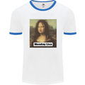 Mona Lisa Parody Monday Lisa Mens White Ringer T-Shirt White/Royal Blue