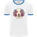 Australian Shepherd Dog Mens Ringer T-Shirt White/Royal Blue