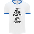 Keep Calm and Skydive Funny Skydiving Mens White Ringer T-Shirt White/Royal Blue