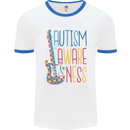 Autism Awareness Guitar Guitarist Mens White Ringer T-Shirt White/Royal Blue