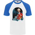Hot Rod Santa Clause Hotrod Christmas Mens S/S Baseball T-Shirt White/Royal Blue