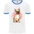 French Bulldog Mens White Ringer T-Shirt White/Royal Blue