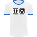 Problem Solved Skydive Freefall Paras Mens White Ringer T-Shirt White/Royal Blue