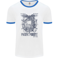 Pacific Pirates Sailing Sailor Boat Mens White Ringer T-Shirt White/Royal Blue