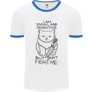 Cat Dont Fight Me Funny Mens White Ringer T-Shirt White/Royal Blue