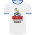 May Start Talking About Cycling Cyclist Mens White Ringer T-Shirt White/Royal Blue