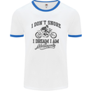 I Don't Snore Motorbike Biker Motorcycle Mens White Ringer T-Shirt White/Royal Blue