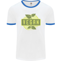 Vegan Mens White Ringer T-Shirt White/Royal Blue