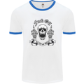 Fook Off My Life Rules Skull Finger Flip Mens Ringer T-Shirt White/Royal Blue