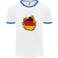 The German Flag Fire Effect Germany Mens White Ringer T-Shirt White/Royal Blue