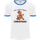 Gingerbread Man Unicorn Christmas Mens White Ringer T-Shirt White/Royal Blue