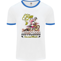 Born to Motocross Dirt Bike Mens White Ringer T-Shirt White/Royal Blue