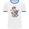 Chinese Zodiac Shengxiao Year of the Dragon Mens White Ringer T-Shirt White/Royal Blue