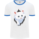 A Cat Rip Mens White Ringer T-Shirt White/Royal Blue