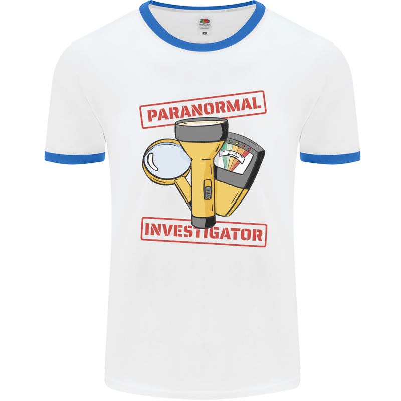 Paranormal Activity Investigator Halloween Mens Ringer T-Shirt White/Royal Blue