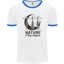 Nature Is My Religion Halloween Witch Mens White Ringer T-Shirt White/Royal Blue