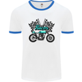 Cafe Racer Biker Motorcycle Motorbike Mens White Ringer T-Shirt White/Royal Blue