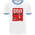 Quit Smoking Before Your Life Quits on You Mens White Ringer T-Shirt White/Royal Blue