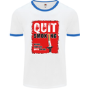 Quit Smoking Before Your Life Quits on You Mens White Ringer T-Shirt White/Royal Blue