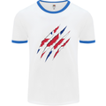 Gym The Union Jack Flag Claw Effect UK Mens White Ringer T-Shirt White/Royal Blue