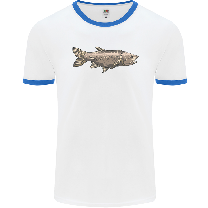 A Bolan Fish Fishing Fisherman Mens White Ringer T-Shirt White/Royal Blue