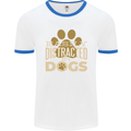 Easily Distracted By Dogs Funny ADHD Mens White Ringer T-Shirt White/Royal Blue