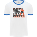 Hockey I'm a Keeper Funny Ice Street Mens White Ringer T-Shirt White/Royal Blue