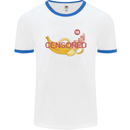 Censored Banana Funny Rude Sexy Mens White Ringer T-Shirt White/Royal Blue
