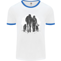 A Horse and Dogs Equestrian Riding Rider Mens White Ringer T-Shirt White/Royal Blue