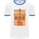 Guitar Bass Electric Acoustic Player Music Mens White Ringer T-Shirt White/Royal Blue