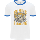 Gone Hunting Then Fishing Funny Hunter Mens White Ringer T-Shirt White/Royal Blue