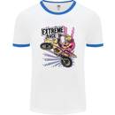 Extreme Race Motocross Dirt Bike Motorbike Mens White Ringer T-Shirt White/Royal Blue