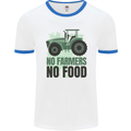 Tractor No Farmers No Food Farming Mens White Ringer T-Shirt White/Royal Blue