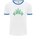 Weed Pulse Heart Cannabis Drugs ECG Mens White Ringer T-Shirt White/Royal Blue