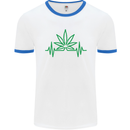 Weed Pulse Heart Cannabis Drugs ECG Mens White Ringer T-Shirt White/Royal Blue